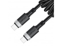 Кабель Type-C - Type-C Acefast C14-03 (3A, 60W, PD, пружинный, оплетка нейлон, 1.2 м) Черный