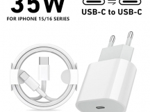 Сетевой адаптер питания USB-C 35W + кабель Type-C-Type-C 16 Pro Max с лого (белый)