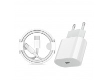 Сетевой адаптер питания USB-C 35W + кабель Type-C-Type-C 16 Pro Max с лого (белый)