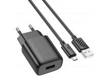 Адаптер постоянного тока Hoco C134A, 1гн.USB 5В,2,4А + кабель micro USB, чёрный
