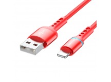 Кабель USB - Lightning BOROFONE BU33 (2.4A/1.2m/текстиль) красный