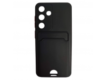 Чехол силиконовый Samsung S24 матовый цветной с визитницей черный