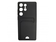 Чехол силиконовый Samsung S25 Ultra матовый цветной с визитницей черный