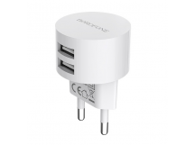 Адаптер Сетевой Borofone BA23A Brilliant(повр. уп.) 2USB 2,4A/10W (white) (239501)