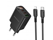 Сетевое ЗУ BOROFONE BA98A + кабель Lightning/Type-C (USB QC3.0/2PD 30W/дисплей) черное