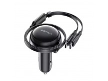 Автомобильное зарядное устройство USB/Type-C Acefast B13 (53W, QC3.0, PD, 1USB, 2 встроенных кабеля Type-C) Черный