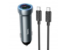 Адаптер автомобильный Hoco Z54A Prosperous 48W + кабель Type-C/Type-C (metal grey)