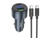 Адаптер Автомобильный с кабелем Hoco Z57B Glorious 63W PD45W+QC3.0 (Type-C/Type-C) (metal gr(236204)