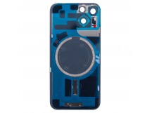 Задняя крышка для iPhone 14 (A2883) в сборе со стеклом камеры Красный (стекло, монолит, MagSafe, логотип) - Премиум