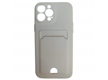 Чехол силиконовый iPhone 13 Pro Max матовый цветной с визитницей белый