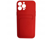 Чехол силиконовый iPhone 13 Pro Max матовый цветной с визитницей красный