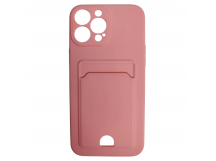 Чехол силиконовый iPhone 13 Pro Max матовый цветной с визитницей розовый