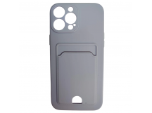 Чехол силиконовый iPhone 13 Pro Max матовый цветной с визитницей сиреневый