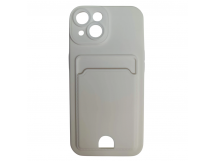 Чехол силиконовый iPhone 15 матовый цветной с визитницей белый