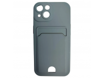 Чехол силиконовый iPhone 15 матовый цветной с визитницей серый