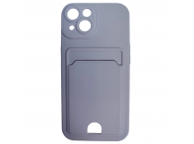 Чехол силиконовый iPhone 15 матовый цветной с визитницей сиреневый