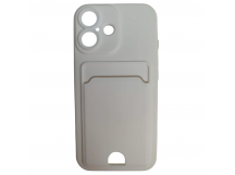 Чехол силиконовый iPhone 16 матовый цветной с визитницей белый