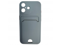 Чехол силиконовый iPhone 16 матовый цветной с визитницей серый