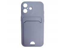 Чехол силиконовый iPhone 16 матовый цветной с визитницей сиреневый