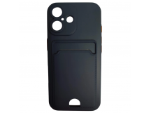 Чехол силиконовый iPhone 16 матовый цветной с визитницей темно-синий