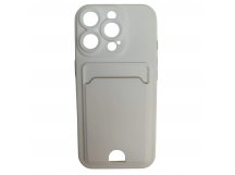 Чехол силиконовый iPhone 16 Pro матовый цветной с визитницей белый