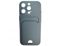 Чехол силиконовый iPhone 16 Pro матовый цветной с визитницей серый