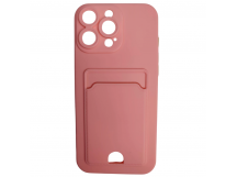 Чехол силиконовый iPhone 16 Pro Max матовый цветной с визитницей розовый