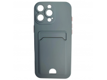 Чехол силиконовый iPhone 16 Pro Max матовый цветной с визитницей серый