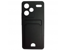 Чехол силиконовый Xiaomi Redmi Note 13 Pro Plus матовый цветной с визитницей черный