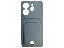 Чехол силиконовый Xiaomi Redmi Note 14 матовый цветной с визитницей серый