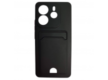 Чехол силиконовый Xiaomi Redmi Note 14 матовый цветной с визитницей черный