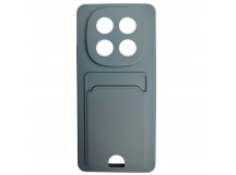Чехол силиконовый Xiaomi Redmi Note 14 Pro матовый цветной с визитницей серый