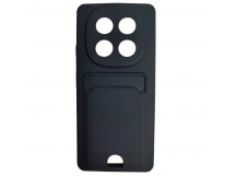 Чехол силиконовый Xiaomi Redmi Note 14 Pro матовый цветной с визитницей темно-синий