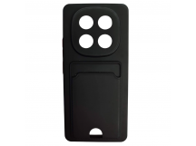 Чехол силиконовый Xiaomi Redmi Note 14 Pro матовый цветной с визитницей черный