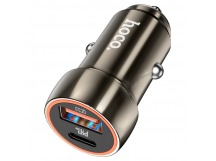 Адаптер Автомобильный Hoco Z46A Blue whale (повр. уп.) PD20W+QC3.0 USB/Type-C/5V/3A (metal g(240474)
