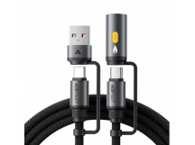 Кабель Type-C - 3 в 1 (Type-C+USB+прикуриватель) Acefast J6 (3A, 60W, оплетка нейлон, 1,2 м) Черный