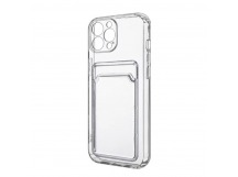 Чехол-накладка для iPhone 11 Pro Max (с защитой камеры, карманом для карт, прозрачный)