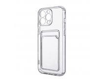 Чехол-накладка для iPhone 14 Pro (с защитой камеры, карманом для карт, прозрачный)
