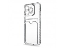 Чехол-накладка для iPhone 16 Pro Max (с защитой камеры, карманом для карт, прозрачный)