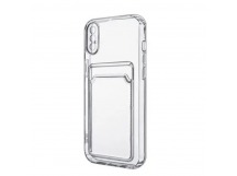 Чехол-накладка для iPhone X/Xs (с защитой камеры, карманом для карт, прозрачный)