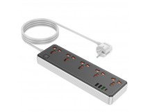 Сетевой удлинитель Hoco AC14A, 1.5м, EU + (1C3A), 2500W/PD30W, черный