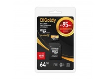 Карта памяти MicroSD 64GB Digoldy Class 10 Extreme Pro UHS-I U3 (95 Mb/s) + SD адаптер