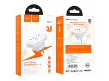 Переходник на евро вилку Hoco AC6, 10А, 2500Вт белый