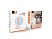 Вентилятор Настольный WUW J15 (Прищепка+Подставка/Подсветка/АКБ 1500mAh/5 Скоростей/in Type-C) Белый