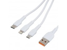 USB кабель 3в1 (Lightning, microUSB, Type-C) 1,0м, белый GP05-3-1 "GoPower"