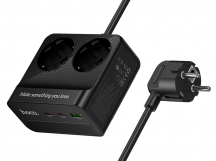 Сетевой удлинитель Hoco AC27, 2м, EU + (PD30W/2C1A), 2500W, черный