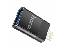 Переходник USB (м) - Lightning (п) / Type-C (п) Hoco UA17 5см (black) (235057)