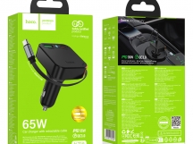 Автомобильное зарядное устройство USB/Type-C Hoco NZ18 (65W, QC3.0, PD, 1Type-C, 1USB, встроенный кабель Type-C) Черный