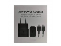 Сетевое ЗУ SAMSUNG EP-T2510 + кабель Type-C/Type-C (PD/3A/25W) черное ORG