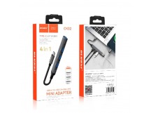 Хаб USB RECRSI CK02 (4 порта USB 2.0 +1порт Type-C 3.0) черный
